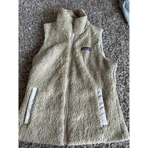 Patagonia Women's Small Fuzzy Fleece Vest Sleeveless Full Zip Beige Tan
